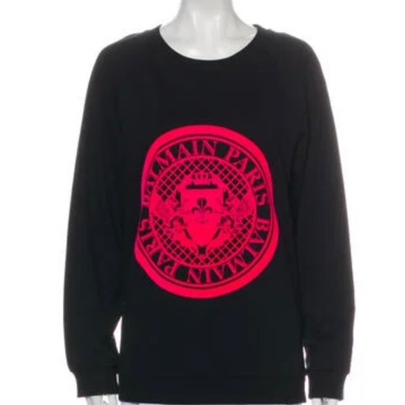 Balmain Black and Red/Pink Coin Logo Sweatshirt - Picture 5 of 10